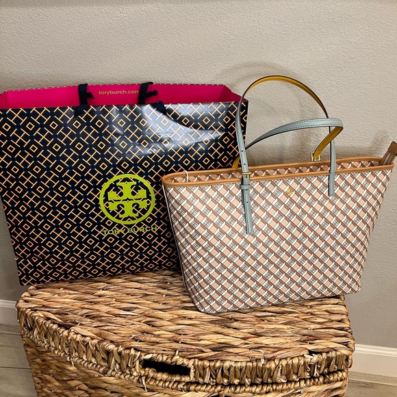 NWT TORY BURCH GEO LOGO COLOR TOTE - Picture 2 of 10